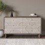 Wide Mango Wood Patterned Chest of 6 Drawers - Octavia