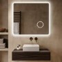 Rectangular Heated Bathroom Mirror with Lights & Magnifier 900 x 800mm – Odin
