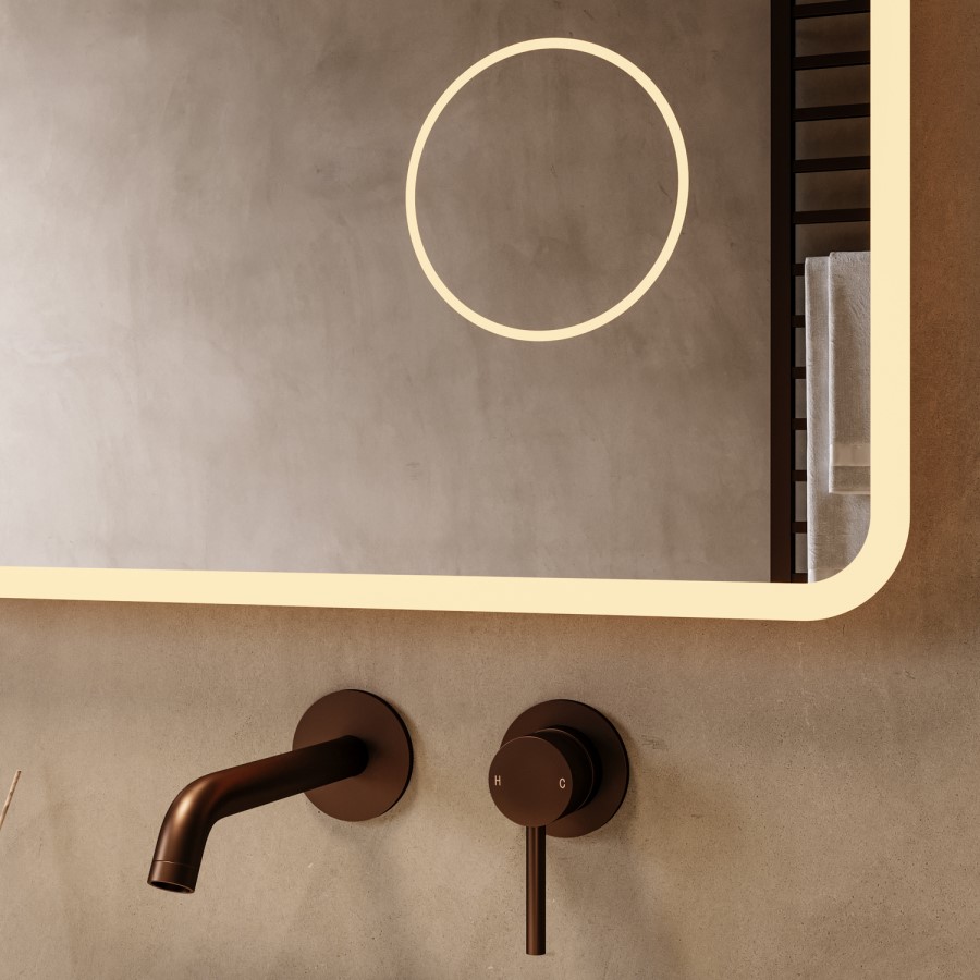 Rectangular Heated Bathroom Mirror with Lights & Magnifier 900 x 800mm – Odin