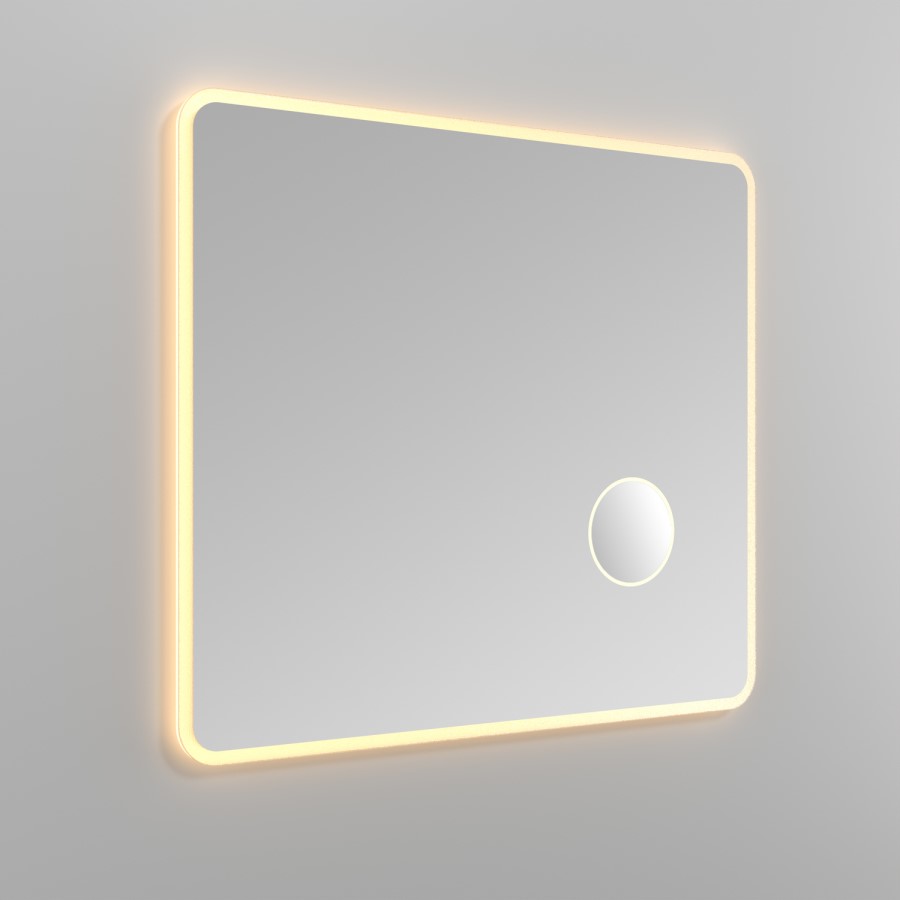 Rectangular Heated Bathroom Mirror with Lights & Magnifier 900 x 800mm – Odin