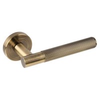 Internal Antique Bronze Bathroom Lever Door Handle with Lock, Latch and Hinges Pack - 65mm Latch - Oglio - XL Joinery