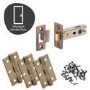 Internal Antique Bronze Lever Fire Door Handle with Latch and Hinges Pack - 75mm Latch - Oglio - XL Joinery