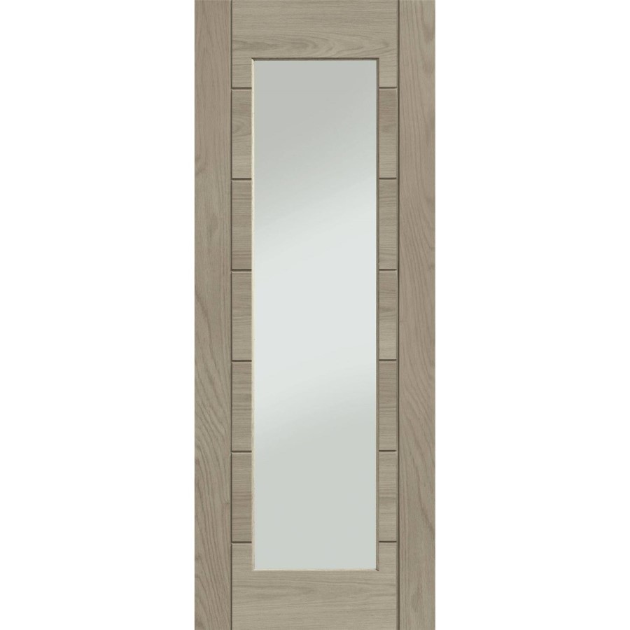 Palermo Original 1 Light Internal Oak Fire Door with Clear Glass (wide) - Unfinished, 1981 x 686 x 44 mm