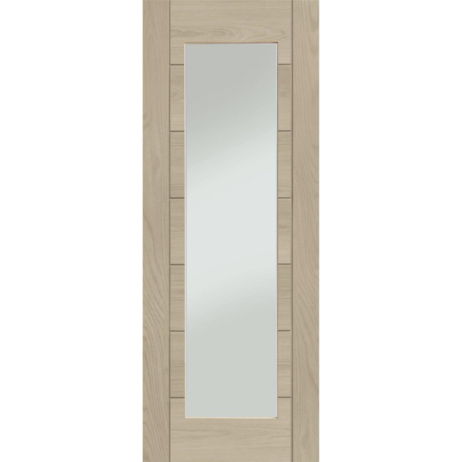 Palermo Original 1 Light Internal Oak Fire Door with Clear Glass (wide) - Unfinished, 1981 x 686 x 44 mm