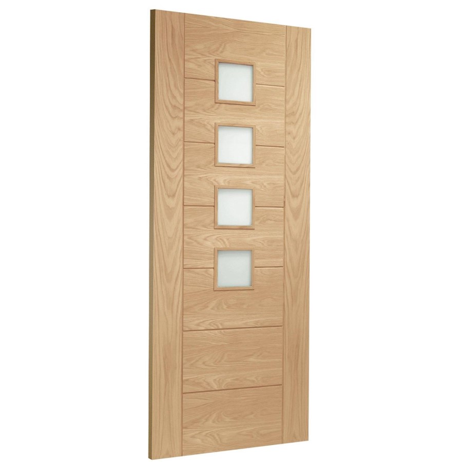 Internal Oak Door with Opaque Glass - Unfinished - 1981 x 838 x 35mm - Palermo Essential - XL Joinery