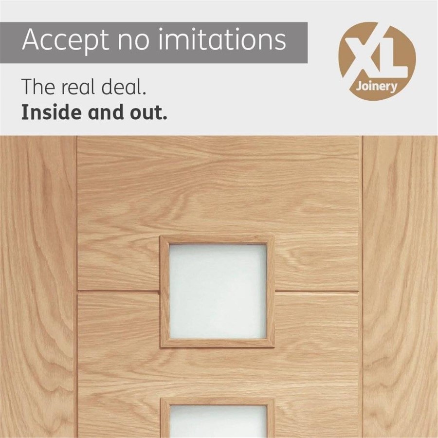 Internal Oak Door with Opaque Glass - Unfinished - 1981 x 838 x 35mm - Palermo Essential - XL Joinery