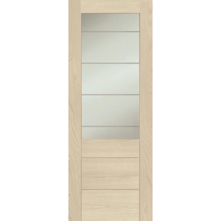 Palermo 2XG Internal Oak Fire Door with Clear Etched Glass - Unfinished, 1981 x 838 x 44 mm