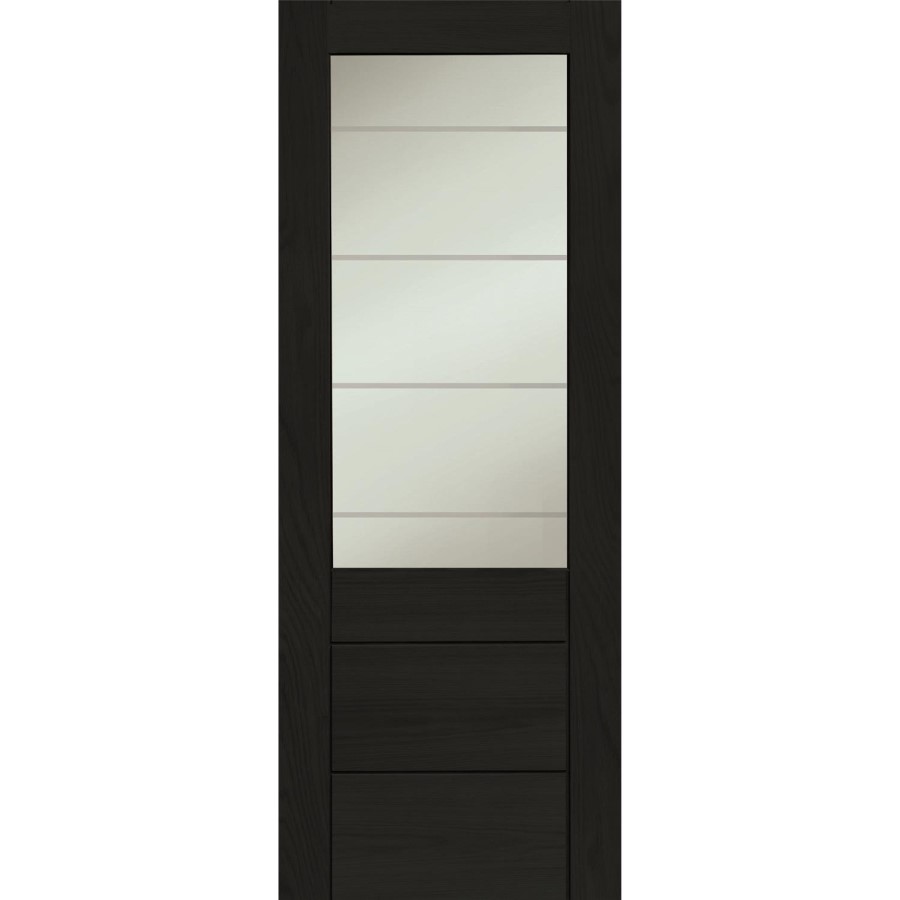 Palermo 2XG Internal Oak Fire Door with Clear Etched Glass - Unfinished, 2040 x 826 x 44 mm