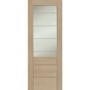 Palermo 2XG Internal Oak Fire Door with Clear Etched Glass - Unfinished, 2040 x 826 x 44 mm