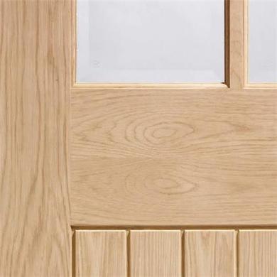 Internal Oak Half-Glazed Cottage Door with Clear Bevelled Glass - Unfinished - 1981 x 686 x 35mm - Suffolk - XL Joinery