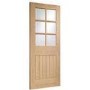 Internal Oak Half-Glazed Cottage Door with Clear Bevelled Glass - Unfinished - 1981 x 686 x 35mm - Suffolk - XL Joinery