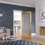 Suffolk P10 Internal Oak Fire Door with Clear Etched Glass - Unfinished, 1981 x 838 x 44 mm