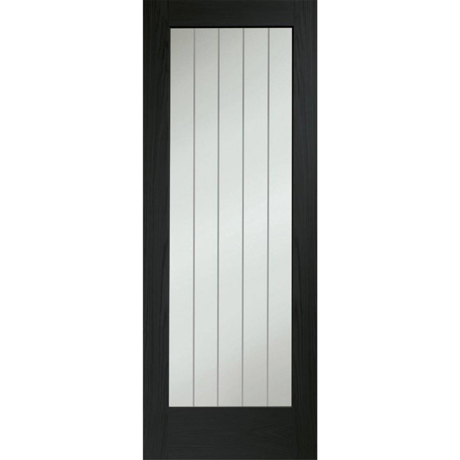 Suffolk P10 Internal Oak Fire Door with Clear Etched Glass - Unfinished, 1981 x 838 x 44 mm