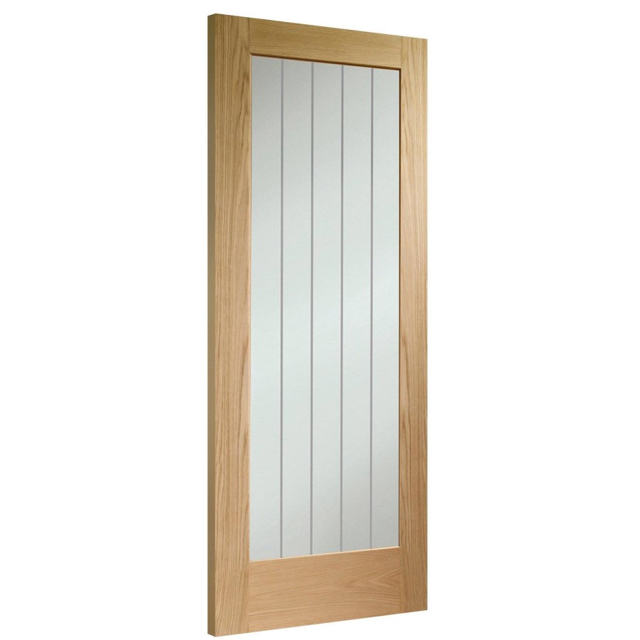 Internal Oak Fully-Glazed Cottage FD30 Fire Door with Clear Etched Glass - Unfinished - 2040 x 826 x 44mm - Suffolk Premium - XL Joinery