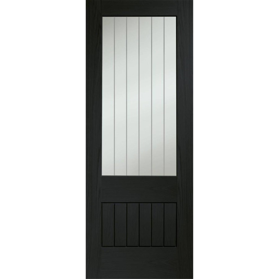 Suffolk Original 2XG Internal Oak Fire Door with Clear Etched Glass - Unfinished, 1981 x 838 x 44 mm
