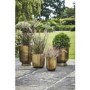 Ivyline Small Antique Brass Outdoor Metal Planter Hampton
