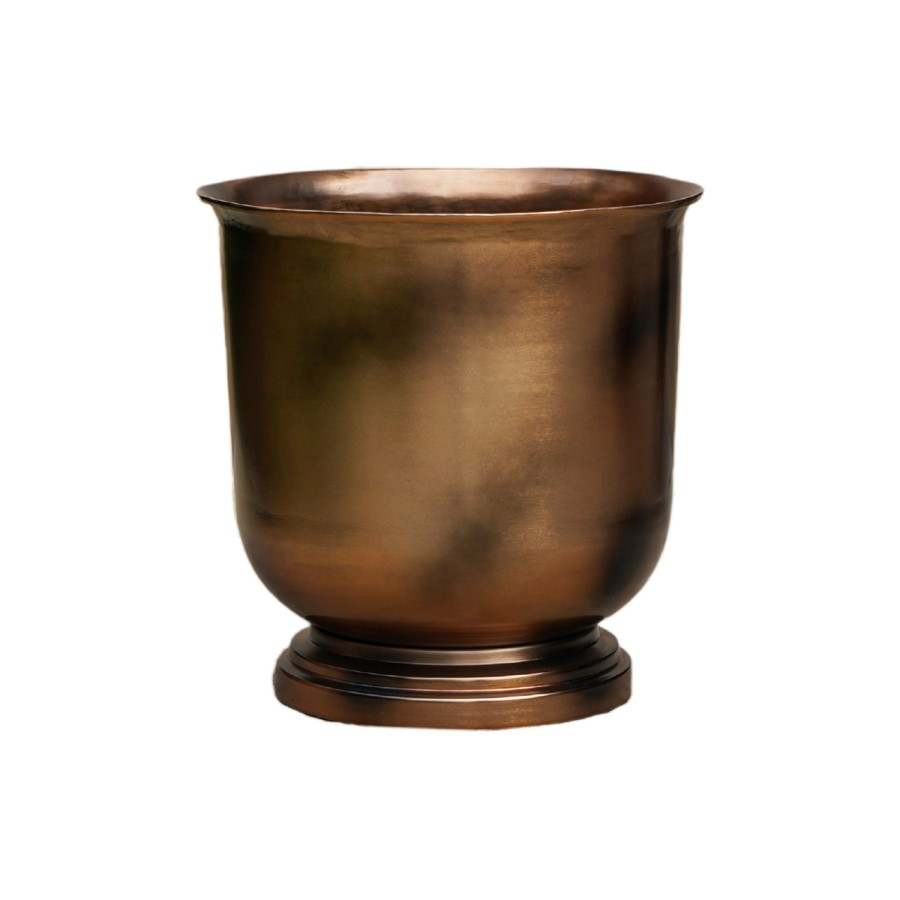Small Copper Outdoor Metal Urn Hampton - Ivyline 