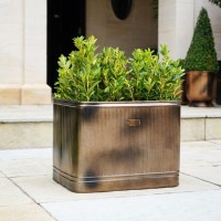 Small Copper Rectangular Outdoor Metal Planter Hampton - Ivyline 