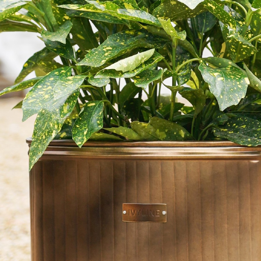 Small Copper Rectangular Outdoor Metal Planter Hampton - Ivyline 