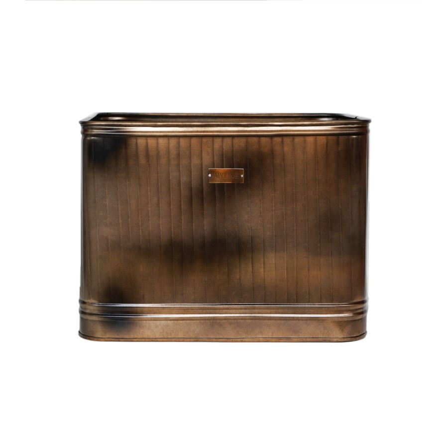 Small Copper Rectangular Outdoor Metal Planter Hampton - Ivyline 