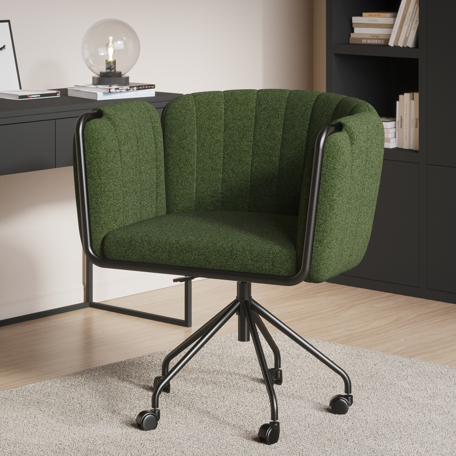 Photo of Olive green fabric swivel office chair - orlaa