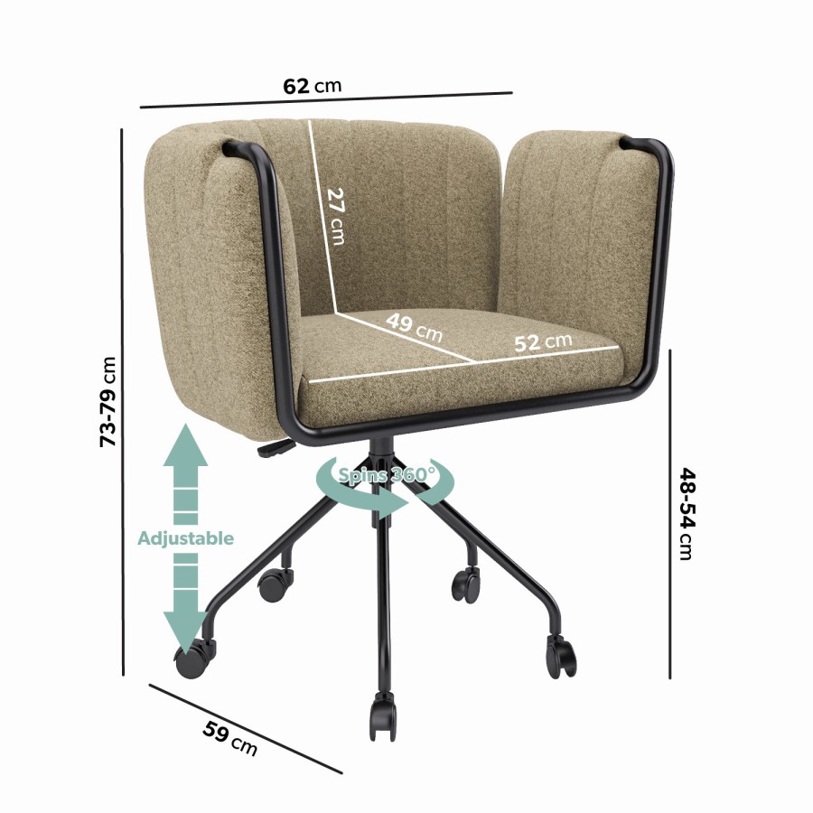GRADE A1 - Mink Fabric Swivel Office Chair - Orla