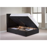 Oliva Ottoman Double Bed Frame in Charcoal Chenille Fabric