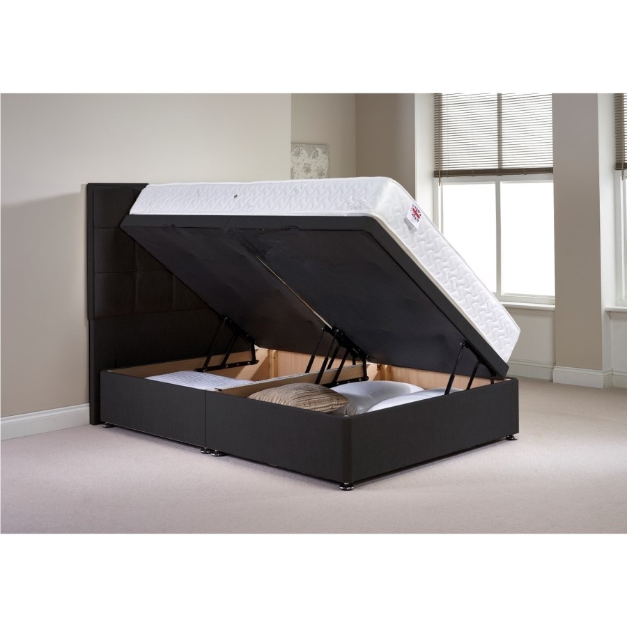 Oliva Ottoman King Size Bed Frame in Charcoal Chenille Fabric