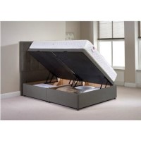 Oliva King Size Ottoman Bed Frame in Light Grey Chenille Fabric