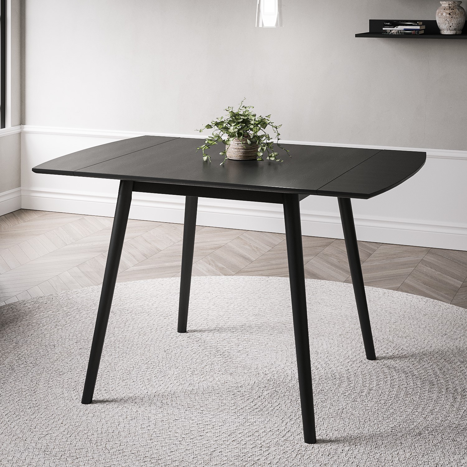 GRADE A1 - Small Black Wooden Drop Leaf Dining Table - Seats 2-4 ...