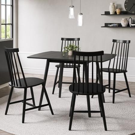 GRADE A1 - Small Black Wooden Drop Leaf Dining Table - Seats 2-4 - Olsen