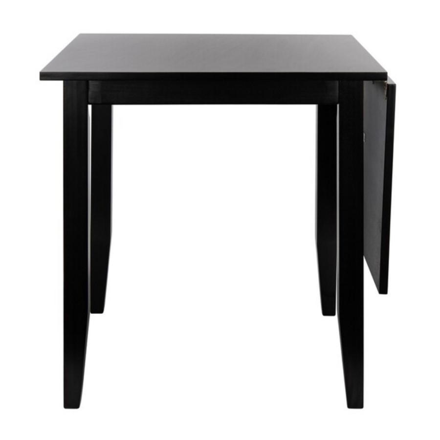 Extendable Black Wooden Drop Leaf Dining Table - Seats 2-4 - Olsen