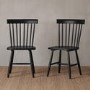 GRADE A1 - Set of 2 Wooden Black Spindle Dining Chairs - Olsen