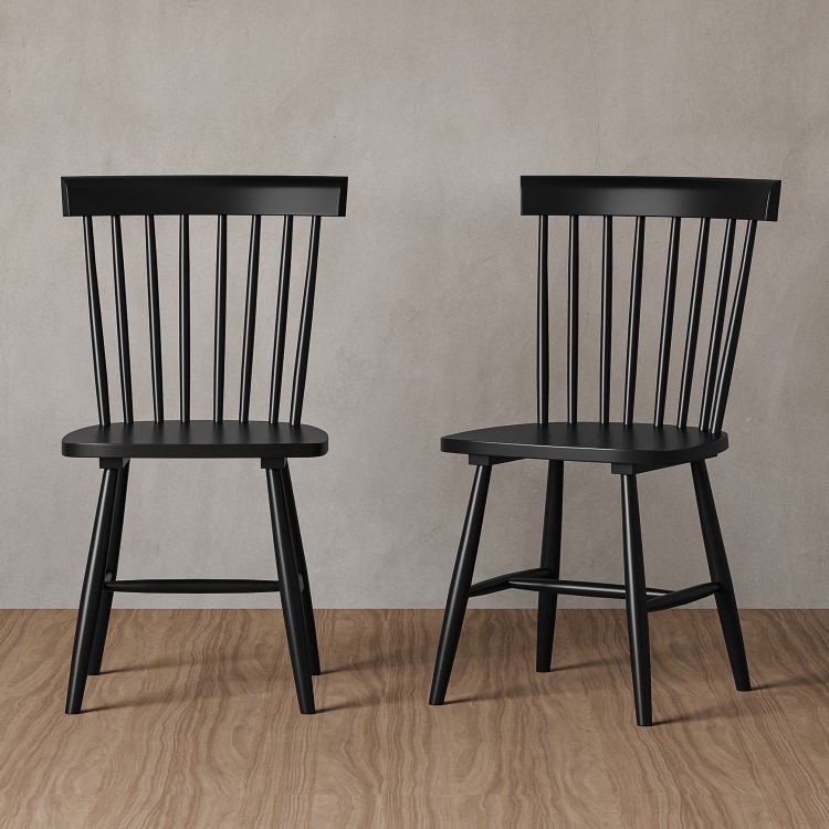 GRADE A1 - Set of 2 Wooden Black Spindle Dining Chairs - Olsen