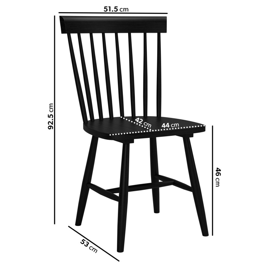 GRADE A2 - Set of 2 Wooden Black Spindle Dining Chairs - Olsen