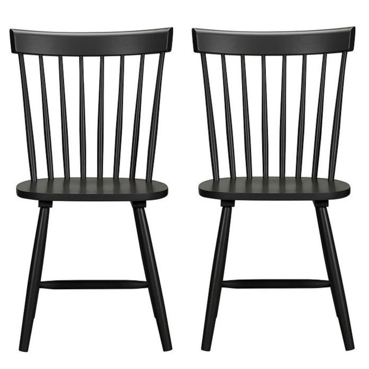 GRADE A1 - Set of 2 Wooden Black Spindle Dining Chairs - Olsen