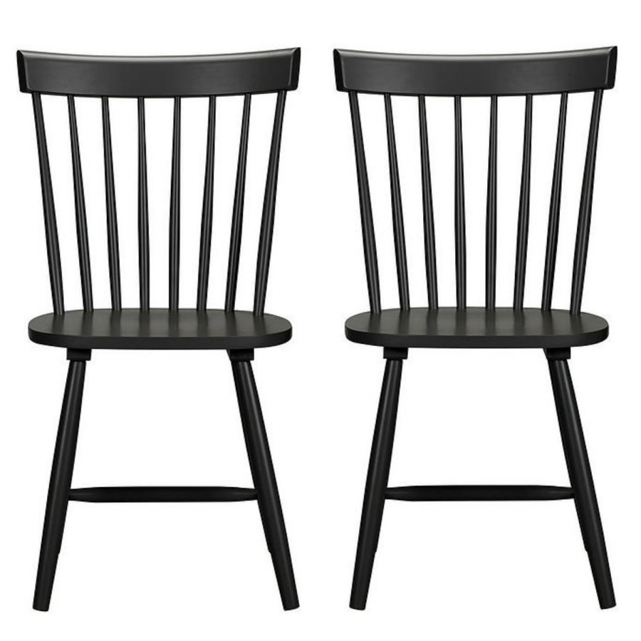 GRADE A2 - Set of 2 Wooden Black Spindle Dining Chairs - Olsen