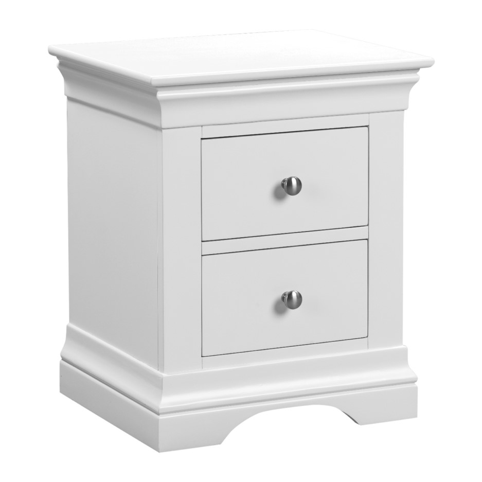 White Two Drawer Bedside Table Olivia Furniture123