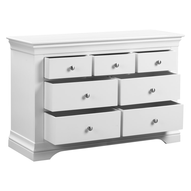 White 4 + 3 Drawer Wide Chest of Drawers - Olivia