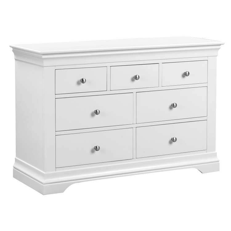 White 4 + 3 Drawer Wide Chest of Drawers - Olivia