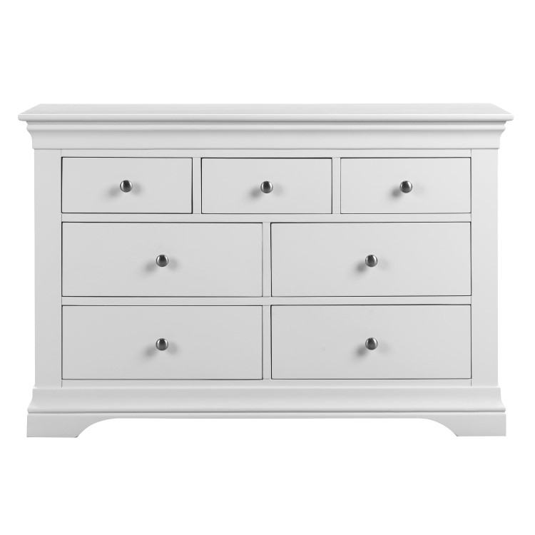 White 4 + 3 Drawer Wide Chest of Drawers - Olivia