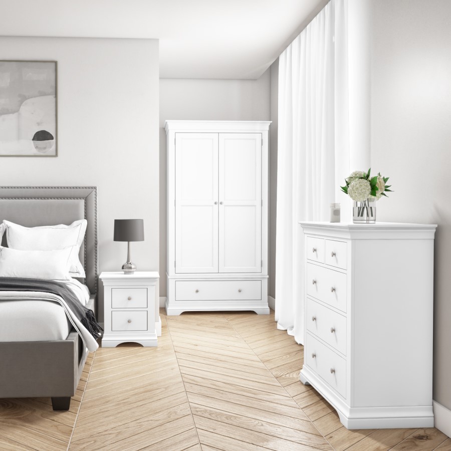 White 2 Door 1 Drawer Wardrobe - Olivia