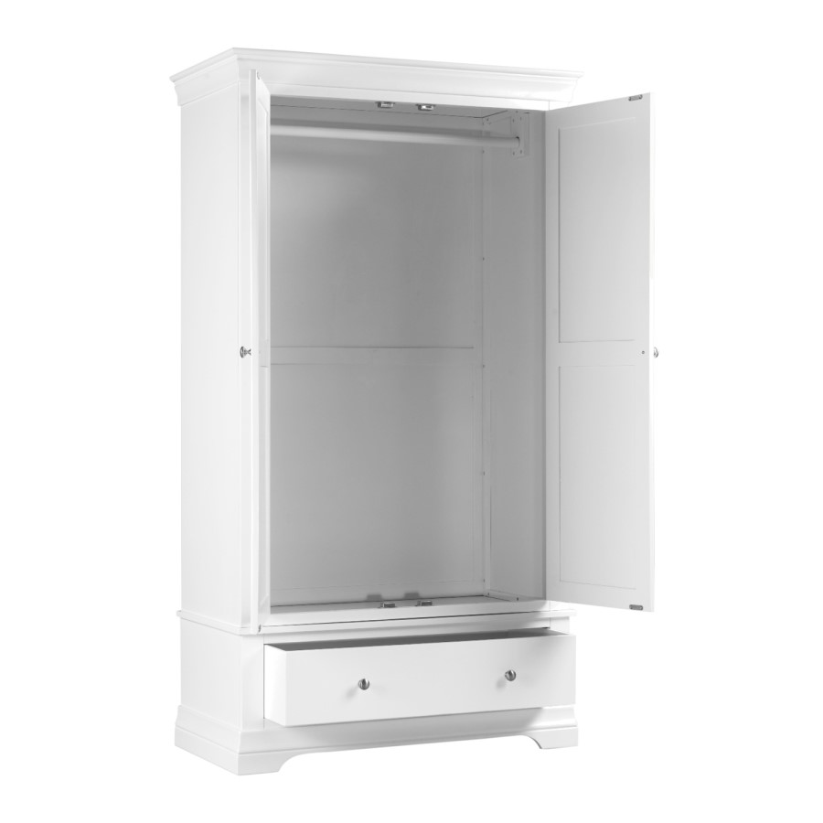White 2 Door 1 Drawer Wardrobe - Olivia