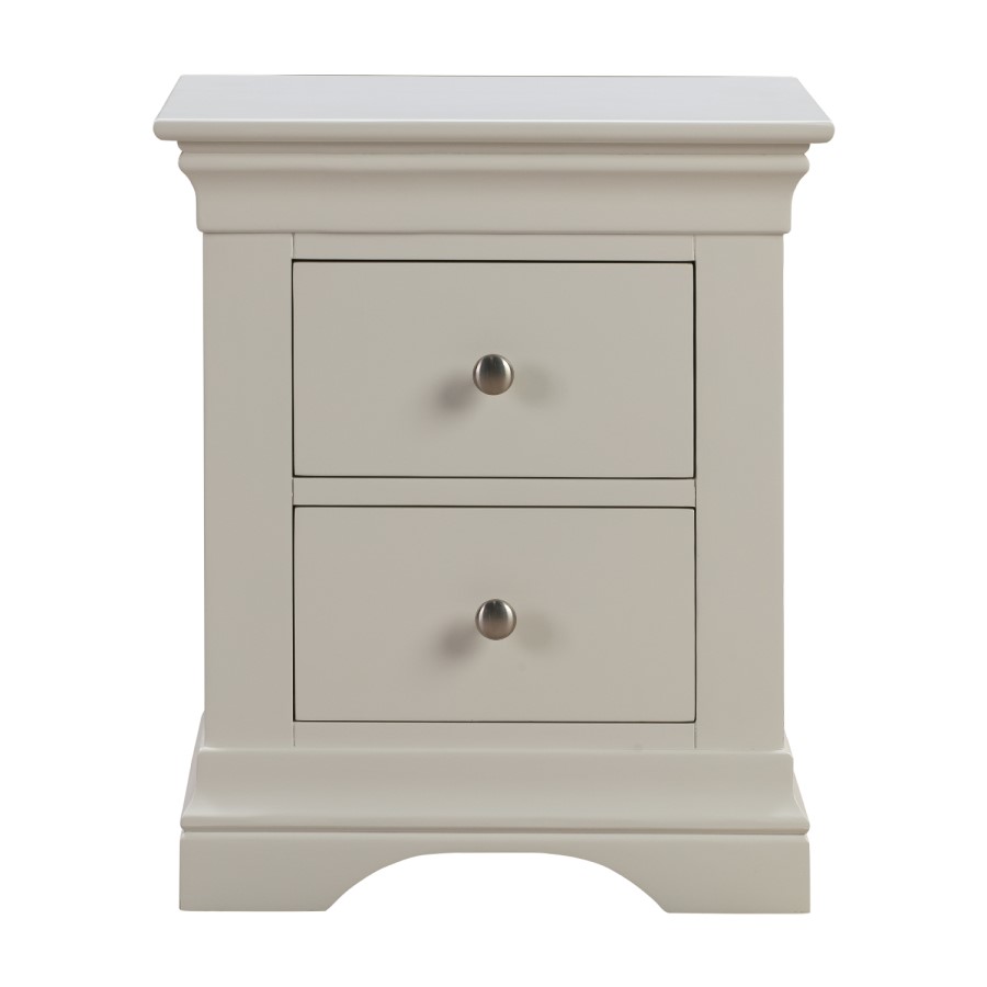 GRADE A1 - Olivia Off White Two Drawer Bedside Table