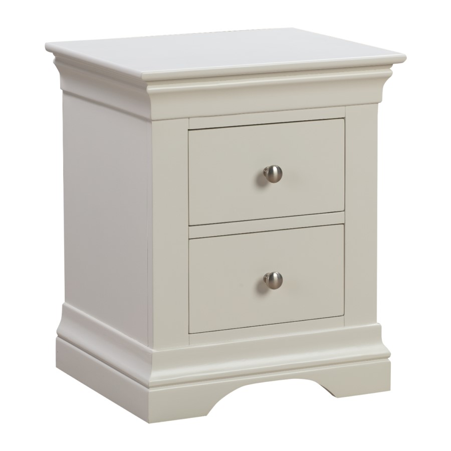 GRADE A1 - Olivia Off White Two Drawer Bedside Table