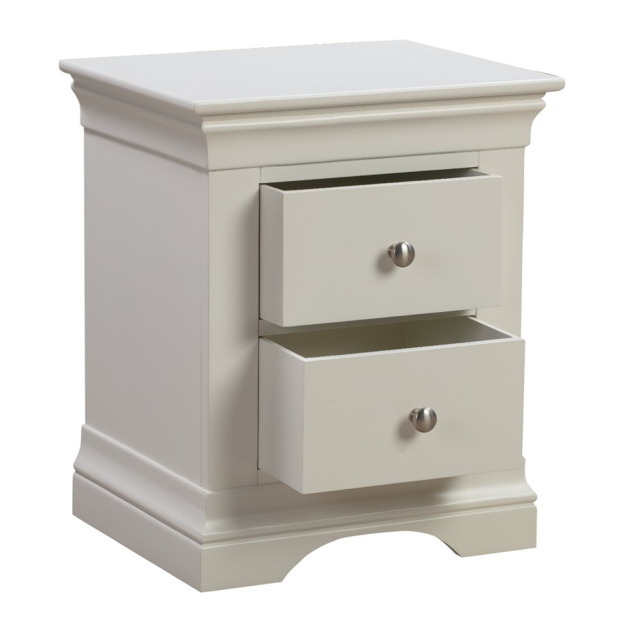 GRADE A1 - Olivia Off White Two Drawer Bedside Table