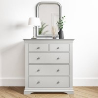 Grey Painted French Chest of 5 Drawers - Olivia Grey Painted French Chest of 5 Drawers - Olivia