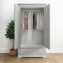 Pale Grey 2 Door 1 Drawer Wardrobe - Olivia