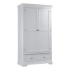 Grey Painted 2 Door Double French Wardrobe with Drawer - Olivia 