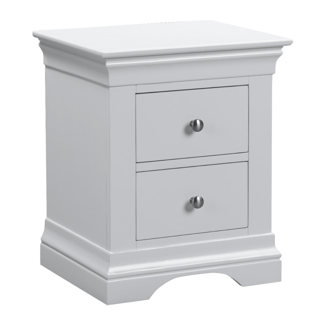 GRADE A2 - Light Grey French Bedside Table with 2 Drawers - Olivia